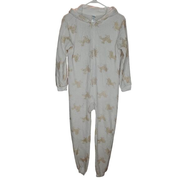 Children’s Place Unicorn Fleece Onesie Hoodie XL 14 - Picture 1 of 6